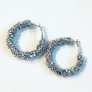 Silver Stone Hoop Earrings